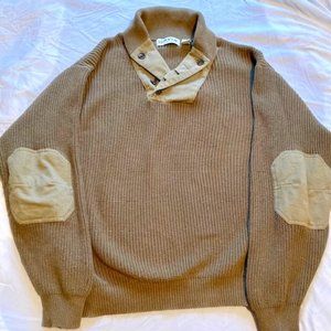 Men's Orvis WWII Mechanics Style Cotton Sweater W/ Elbow Patches - Size XL